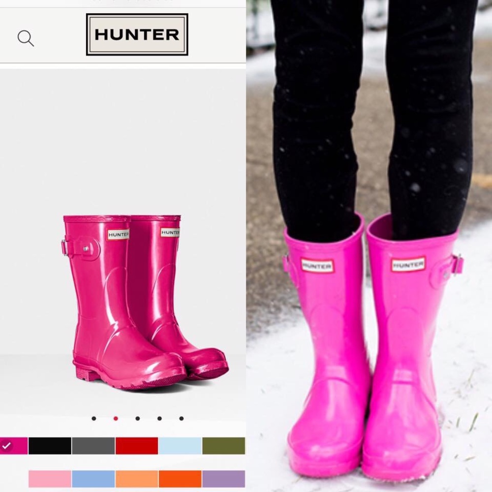 Bright Pink Glossy Hunter Rainboots